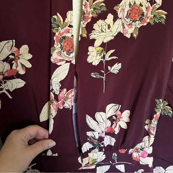 Zara Burgundy Floral Print Jumpsuit Size Small - Picture 11 of 13